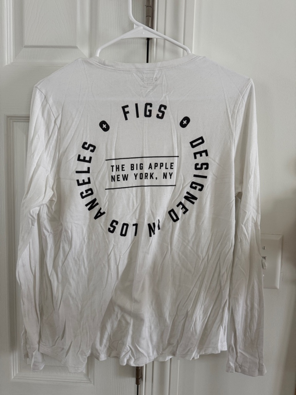 Figs Men’s Long Sleeve Graphic Tee - White with Black Print